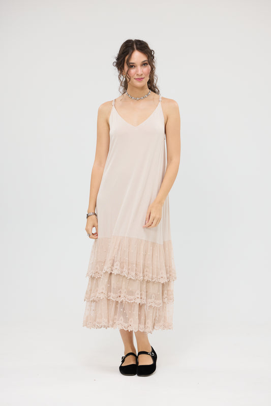 Evangeline Slip Dress. Stone
