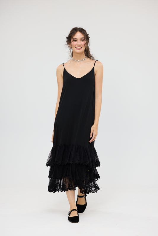 Evangeline Slip Dress. Black