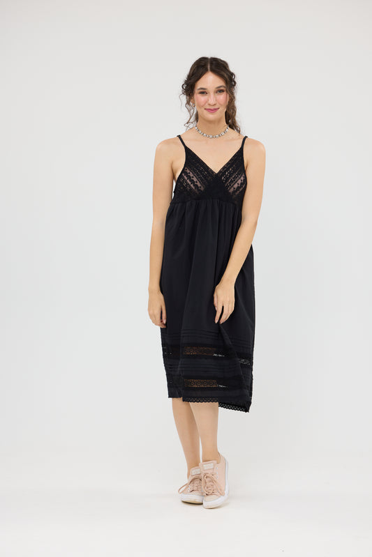 Blossomtime cotton and lace slip. Black