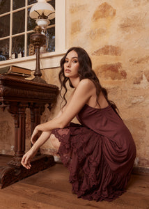 Evangeline slip dress. Bordeaux