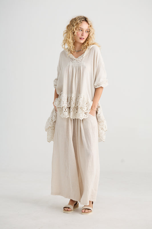 Lucille Linen Pants - Cream