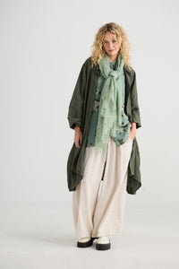 Harper Pure Linen Coat Jacket - Khaki Green