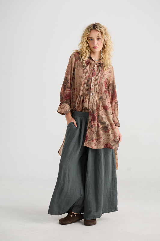 Lucille Linen Pants - Charcoal