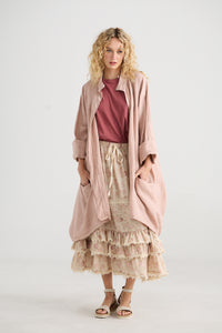 Harper Pure Linen Coat Jacket - Tearose Pink