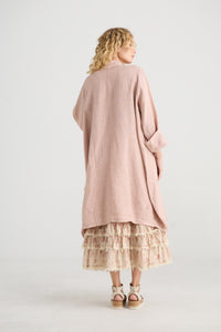 Harper Pure Linen Coat Jacket - Tearose Pink