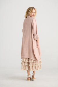 Harper Pure Linen Coat Jacket - Tearose Pink