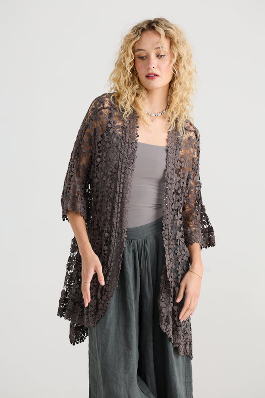 Cordelia Lace Jacket - CHARCOAL