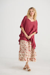 Perdita Floral Skirt. Dark Rose
