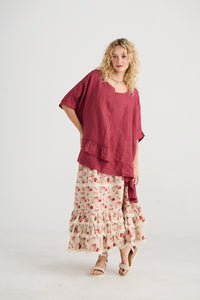 Perdita Floral Skirt. Dark Rose