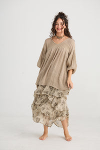 Angelica Linen gauze floral skirt.