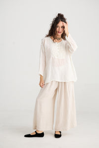 Florian Linen Gauze top. Cream