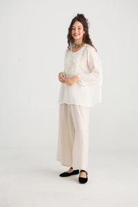Florian Linen Gauze top. Cream
