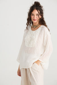 Florian Linen Gauze top. Cream