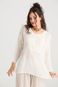 Florian Linen Gauze top. Cream