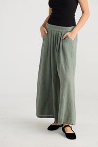 Lucille Linen Pants - Olive Green
