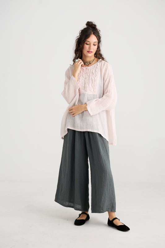 Florian Linen Gauze top. Sugar Crystal Pink
