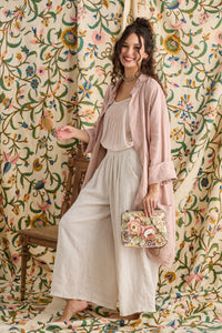 Harper Pure Linen Coat Jacket - Tearose Pink