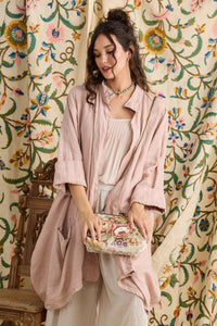 Harper Pure Linen Coat Jacket - Tearose Pink