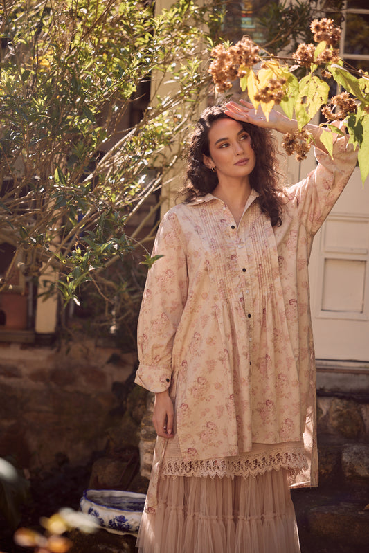 Annabelle Cotton Shirt Dress - A Faded Rose. Fall Edition