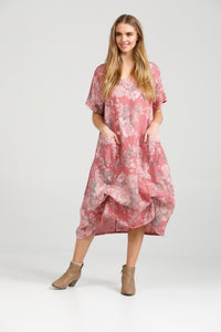 Primavera linen dress. Raspberry rose.