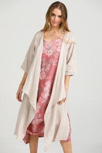 Primavera linen dress. Raspberry rose.