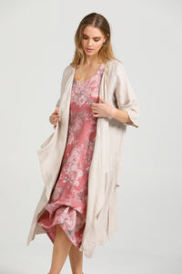 Primavera linen dress. Raspberry rose.