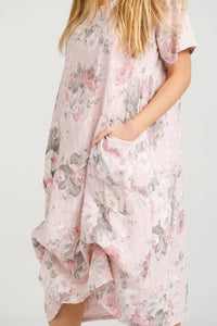 Primavera linen dress. Pink Rose