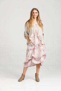 Primavera linen dress. Pink Rose