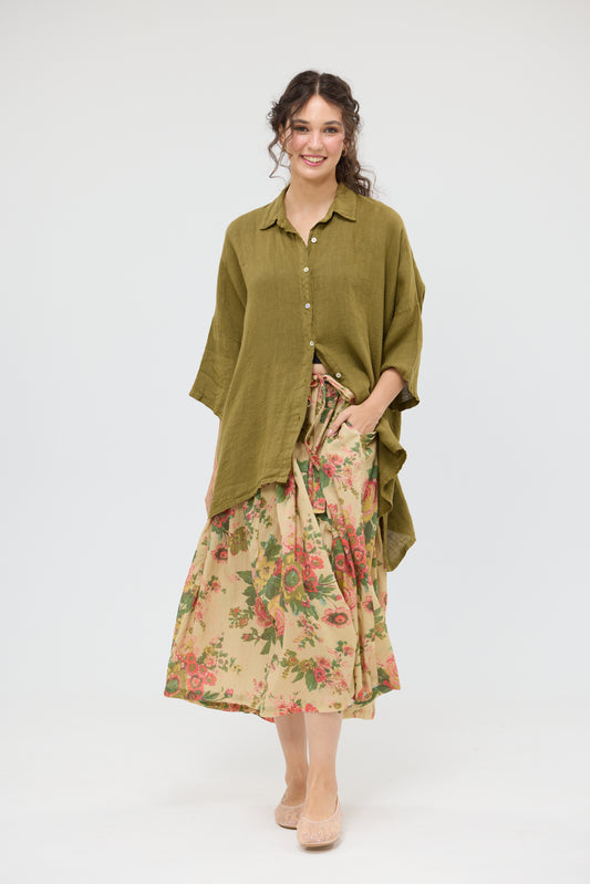 Teddy Linen shirt. Khaki
