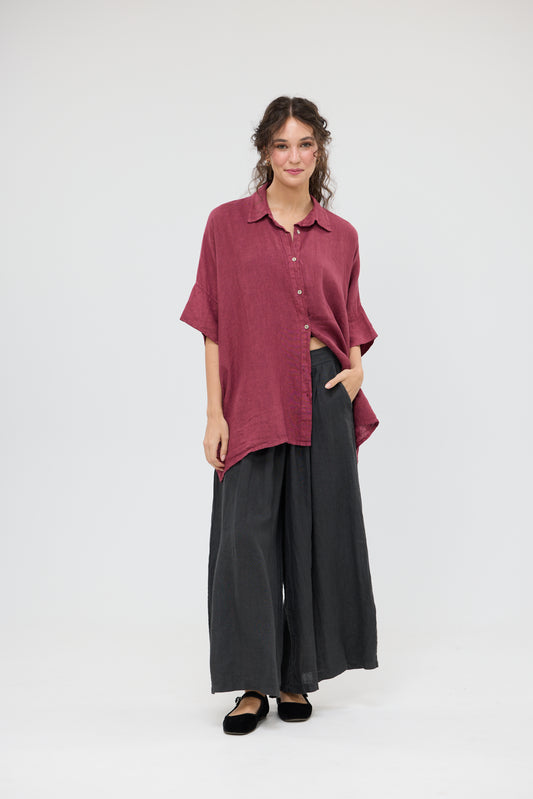 Teddy linen shirt. Wine