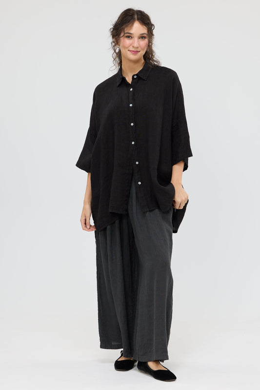 Teddy Linen shirt. Black