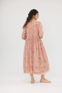Meadowlark. Cotton floral duster dress. Peachy Pink – Miss Rose Sister Violet