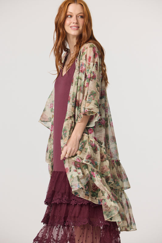 Titania Sheer Floral Duster Coat. A Garden in Bloom