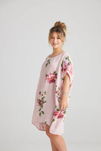 Rosabella floral linen top. Tearose