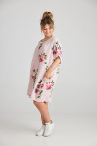 Rosabella floral linen top. Tearose