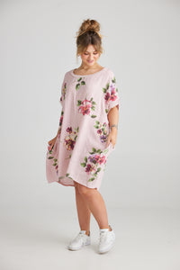 Rosabella floral linen top. Tearose