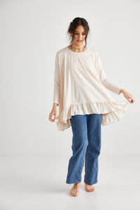 Ruby long sleeved Ruffle top. Blush