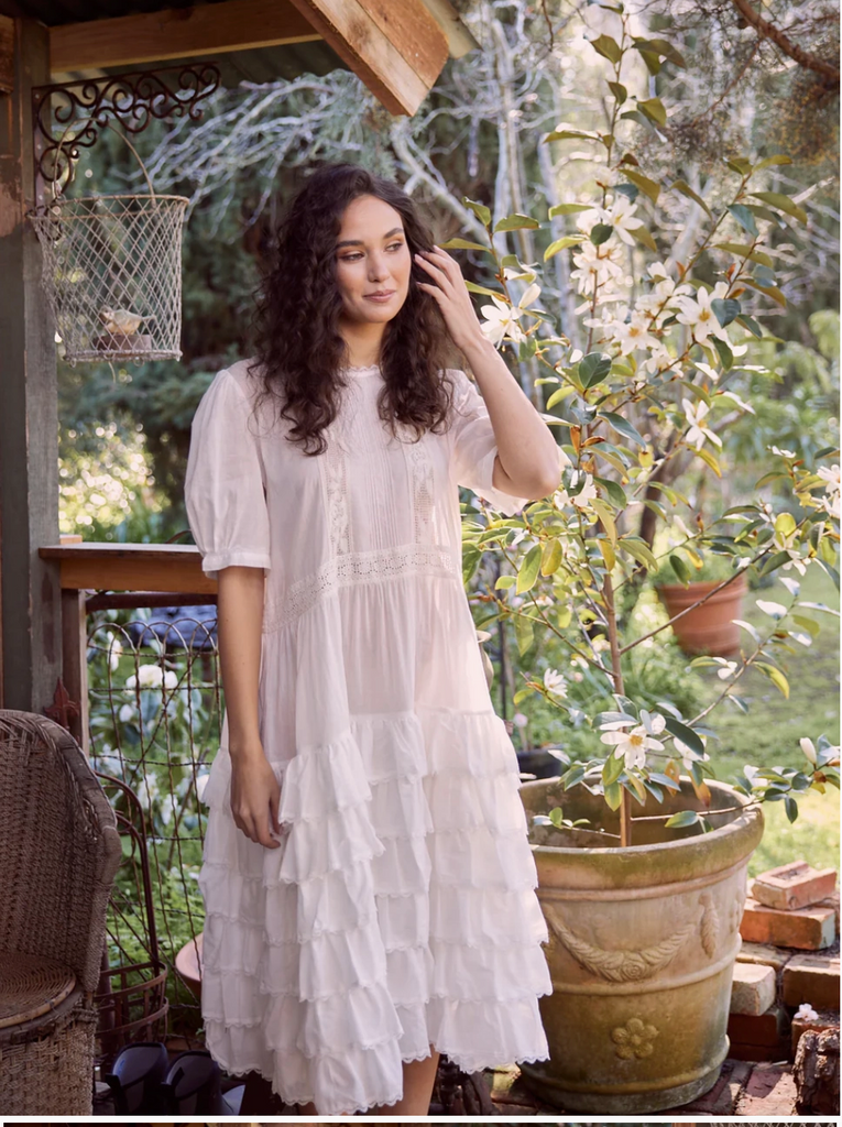 Clementine Dress, Alabaster White Miss Rose Sister Violet