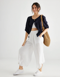 Fifi short linen Jacket. Navy Blue