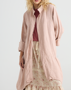 Harper Pure Linen Coat Jacket - Tearose Pink