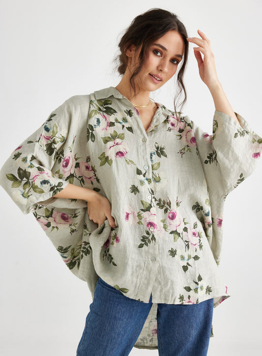 Teddy floral linen shirt. Seamist