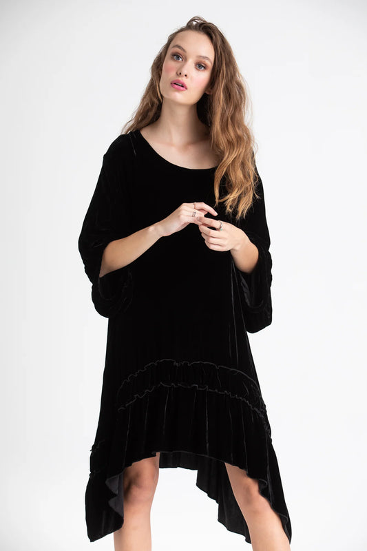 Violette Velvet Luxury Swing Top/Dress. Black