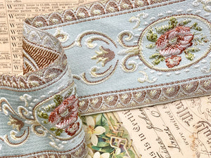 Vintage French Ribbon trim.  2 Yard length Pastel Blue