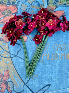 Forget Me Nots Burgundy. set of 3 Antique Burgundy posies