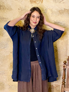 Teddy Linen shirt. Navy