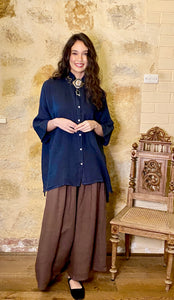 Teddy Linen shirt. Navy