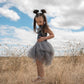 Clara Ballerina Dress. Dusty Pink & Vintage Blue
