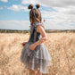 Clara Ballerina Dress. Dusty Pink & Vintage Blue