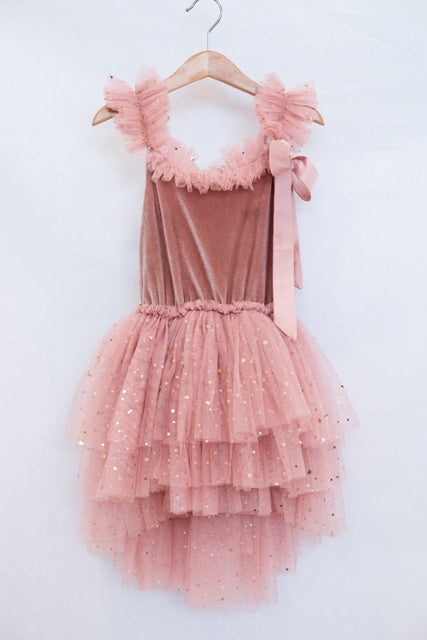 Clara Ballerina Dress. Dusty Pink & Vintage Blue