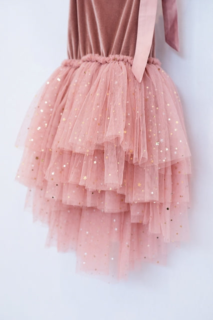 Clara Ballerina Dress. Dusty Pink & Vintage Blue